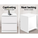Kenora Wooden Bedside Table Cabinet Lamp Side Table Nightstand Unit with 2 Drawers - White