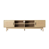 Hansel 180cm TV Cabinet Entertainment Unit TV Stand Wooden Rattan Storage Drawer - Wood