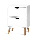 Orillia Bedside Table Nightstand with 2 Cabinet Drawers - White