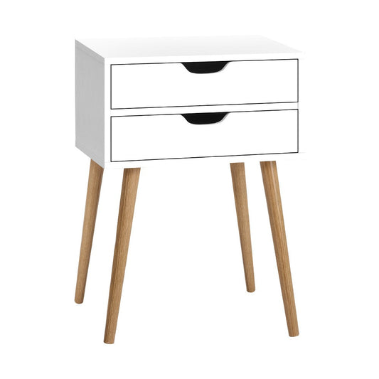 Oshawa Particle Board Bedside Table Side Table Nightstand Wood Storage Cabinet with 2 Drawers - White
