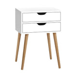 Oshawa Particle Board Bedside Table Side Table Nightstand Wood Storage Cabinet with 2 Drawers - White