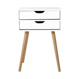 Oshawa Particle Board Bedside Table Side Table Nightstand Wood Storage Cabinet with 2 Drawers - White