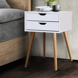 Oshawa Particle Board Bedside Table Side Table Nightstand Wood Storage Cabinet with 2 Drawers - White
