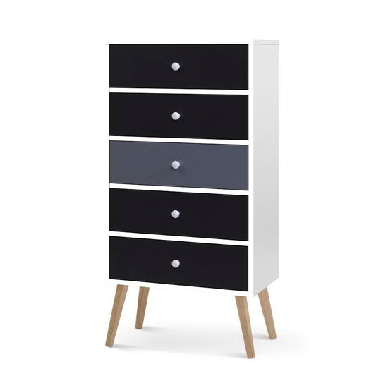 Artiss 5 Chest of Drawers - White & Black