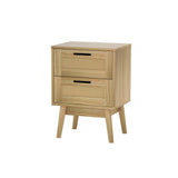 Simcoe Wood Rattan Bedside Table Rattan Side Table Nightstand Storage Cabinet with 2 Drawers - Wood
