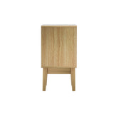 Simcoe Wood Rattan Bedside Table Rattan Side Table Nightstand Storage Cabinet with 2 Drawers - Wood