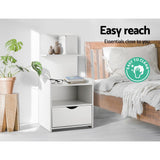 Stratford Wooden Bedside Table Cabinet Shelf Display Side Nightstand Unit Storage - White