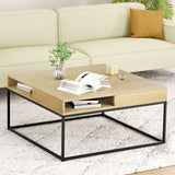 Idalion Coffee Table Storage Shelf Metal Frame - Pine