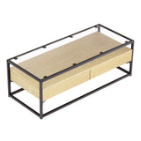 Ilion Coffee Table 2 Drawers Glass Tabletop - Pine