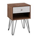Thorold Wooden Bedside Table - Grey & Walnut