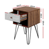 Thorold Wooden Bedside Table - Grey & Walnut