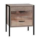 Borden Wooden Metal Legs Bedside Table Nightstand Metal with 2 Drawers - Black & Dark Oak