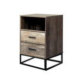 Souris Wooden Metal Legs Bedside Table Side Table Nightstand Storage Cabinet Unit with 2 Drawers - Wood