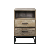 Souris Wooden Metal Legs Bedside Table Side Table Nightstand Storage Cabinet Unit with 2 Drawers - Wood