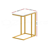 Isigonus Side End Table Marble Effect - White