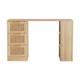 Artiss Computer Desk Drawer Shelf Home Office Study Table Rattan Oak 120cm