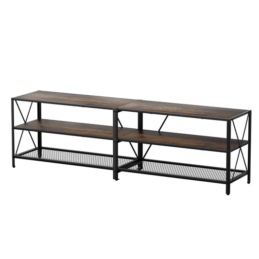 Erik 180cm Entertainment Unit TV Stand 3-tier Display Shelves Vintage - Rustic Walnut