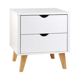 Beloeil Wooden Veneer Bedside Table with 2 Drawers - White