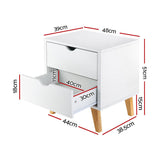 Beloeil Wooden Veneer Bedside Table with 2 Drawers - White