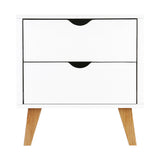 Beloeil Wooden Veneer Bedside Table with 2 Drawers - White