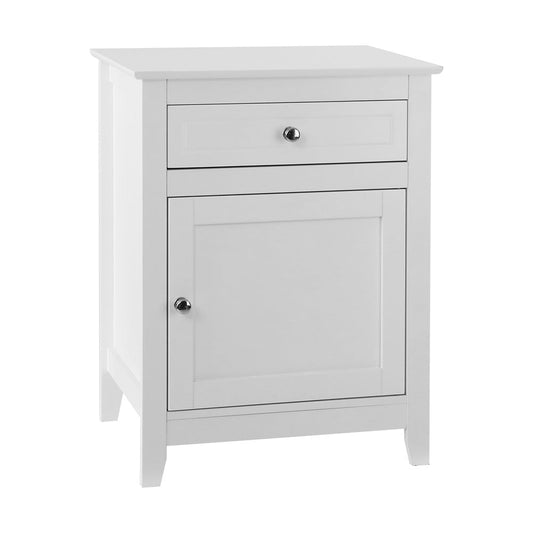 Comeau Wooden Bedside Table Big Storage Cabinet Nightstand Lamp Chest with 2 Drawers - White