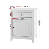 Comeau Wooden Bedside Table Big Storage Cabinet Nightstand Lamp Chest with 2 Drawers - White