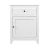 Comeau Wooden Bedside Table Big Storage Cabinet Nightstand Lamp Chest with 2 Drawers - White