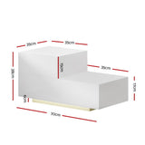 Gatineu LED High Gloss Bedside Table Side Table RGB LED High Gloss Nightstand with 2 Drawers - White