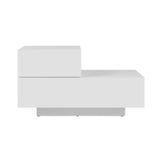Gatineu LED High Gloss Bedside Table Side Table RGB LED High Gloss Nightstand with 2 Drawers - White