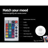 Gatineu LED High Gloss Bedside Table Side Table RGB LED High Gloss Nightstand with 2 Drawers - White