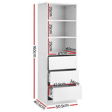 Artiss 3 Chest of Drawers Tallboy Cabinet - White