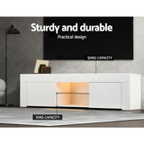 Morten 130cm TV Cabinet Entertainment Unit Stand RGB LED Gloss Furniture - White