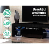 Espen 130cm TV Cabinet Entertainment Unit Stand RGB LED Gloss Furniture - Black