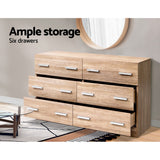 Artiss 6 Chest of Drawers - Pine