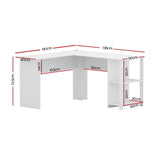 Artiss Computer Desk Shelf L-Shape White 136cm