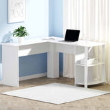 Artiss Computer Desk Shelf L-Shape White 136cm
