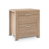 Gaspe Wooden Bedside Table Lamp Side Table Nightstand Unit with 2 Drawers - Beige