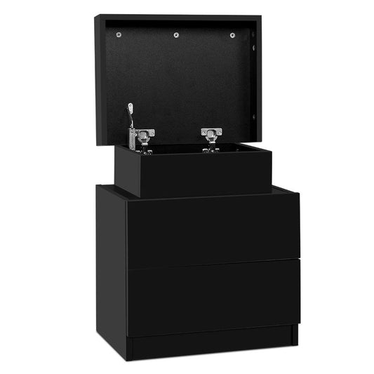 Laval Wooden Bedside Table Side Table Storage Nightstand Bedroom with 2 Drawers - Black