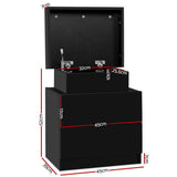 Laval Wooden Bedside Table Side Table Storage Nightstand Bedroom with 2 Drawers - Black