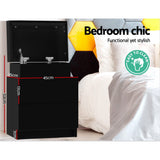 Laval Wooden Bedside Table Side Table Storage Nightstand Bedroom with 2 Drawers - Black