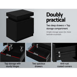 Laval Wooden Bedside Table Side Table Storage Nightstand Bedroom with 2 Drawers - Black