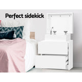 Laval Wooden Bedside Table Side Table Storage Nightstand White Bedroom with 2 Drawers - White