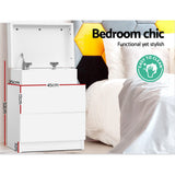 Laval Wooden Bedside Table Side Table Storage Nightstand White Bedroom with 2 Drawers - White