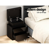 Levis LED High Gloss Bedside Table Side Table RGB LED High Gloss Nightstand - Black