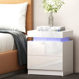Levis LED High Gloss Bedside Table Side Table RGB LED High Gloss Nightstand - White