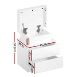 Levis LED High Gloss Bedside Table Side Table RGB LED High Gloss Nightstand - White