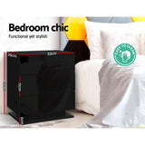 Lachine LED High Gloss Bedside Table Side Table RGB LED Lamp Nightstand Gloss with 3 Drawers - Black