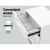 Lachine LED High Gloss Bedside Table Side Table RGB LED Lamp Nightstand Gloss with 3 Drawers - White