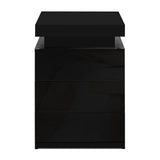 Rimouski LED High Gloss Bedside Table Side Table RGB LED High Gloss Nightstand with 3 Drawers - Black