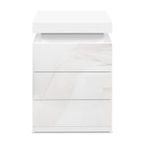 Rimouski LED High Gloss Bedside Table Side Table RGB LED High Gloss Nightstand with 3 Drawers - White